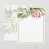 Tropische bleekroze en witte Florenz Blank Notitiekaartje (Voorkant / Achterkant)