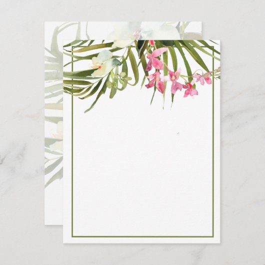 Tropische bleekroze en witte Florenz Blank Notitiekaartje (Voorkant / Achterkant)