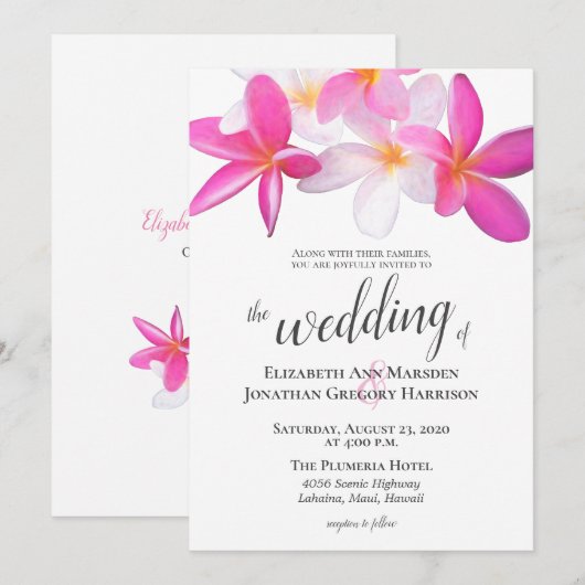 Tropische bleekroze plunjerbestemming kaart (Voorkant / Achterkant)