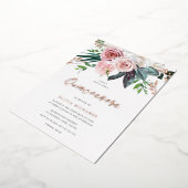 Tropische bleekroze rozen Quinceanera Partij Folie Uitnodiging (Gedraaid)