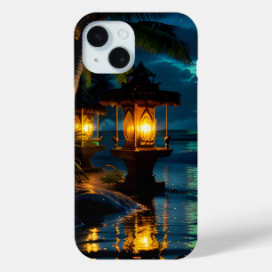 Tropische blik Oase nacht 4 iPhone 15 Case