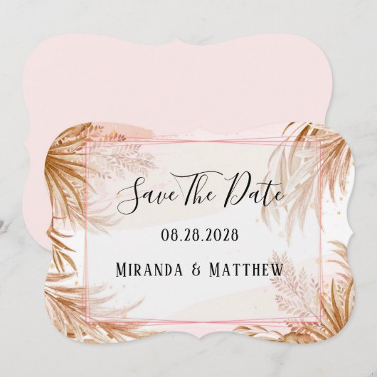 Tropische blindroze en pampas sparen de Datum Kaart (Voorkant / Achterkant)