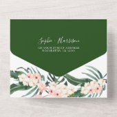 Tropische blindroze orchidee Waterverf bruiloft All In One Uitnodiging (Achterkant)