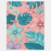 Tropische Bliss Bloemen met Pastelbladeren & Bloem Fleece Deken (Voorkant)