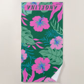 Tropische bloederige stralen Aangepaste naam Strandlaken (Voorkant)