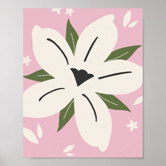 Tropische Bloem 05 Roze Botanisch Poster (Voorkant)