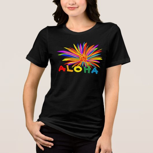 Tropische bloem Aloha Tri-Blend Shirt (Voorkant)