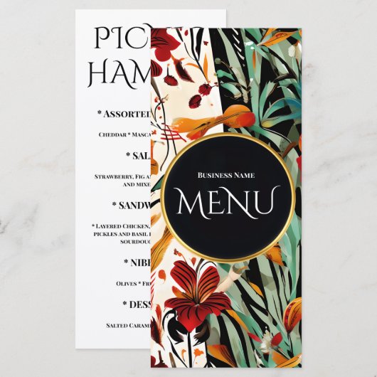 Tropische Bloem Botanische Trouw Elegant Design Menu (Voorkant / Achterkant)