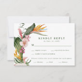 Tropische bloem bruiloft maaltijd keuze RSVP kaartje (Voorkant)