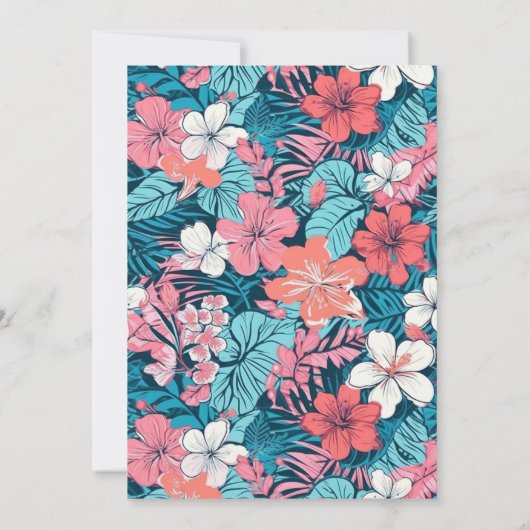 Tropische bloem bruiloft uitnodiging (Achterkant)