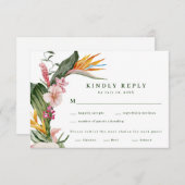 Tropische bloem bruiloftsmaaltijd keuze RSVP kaartje (Voorkant / Achterkant)