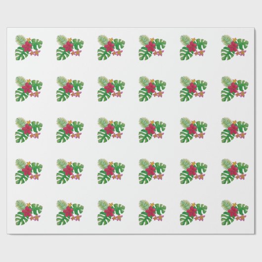 Tropische bloem cadeaupapier (Vlak)