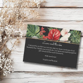 Tropische bloem en bladeren donkere bruiloft bedankkaart
