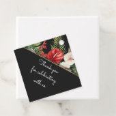 Tropische bloem en bladeren donkere bruiloft dank  bedankjes labels (In situ)