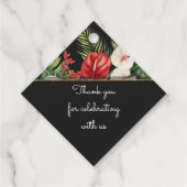 Tropische bloem en bladeren donkere bruiloft dank  bedankjes labels (Voorkant)