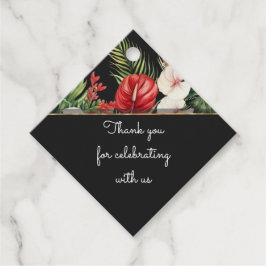 Tropische bloem en bladeren donkere bruiloft dank  bedankjes labels