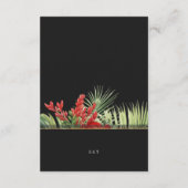 Tropische bloem en bladeren donkere bruiloft detai informatiekaartje (Achterkant)