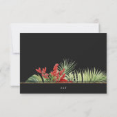 Tropische bloem en bladeren donkere bruiloft RSVP kaartje (Achterkant)