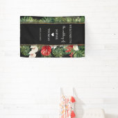 Tropische bloem en bladeren donkere bruiloft spandoek (Insitu)