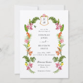Tropische bloem- en gebladerte monogram kaart (Voorkant)