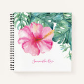 Tropische bloem en groen gepersonaliseerd tijdschr notitieboek (Voorkant)