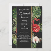 Tropische bloem en laat donkere repetitie diner kaart (Voorkant)
