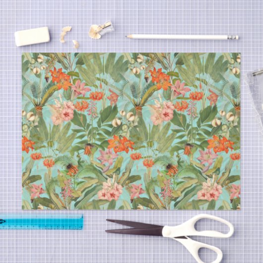 Tropische bloem en palm regenwoud weefsel papier (Craft)
