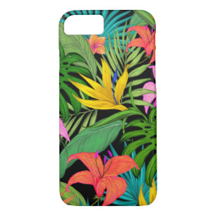 Tropische bloem en palmblad Hawaiian kleurrijk iPhone 8/7 Hoesje
