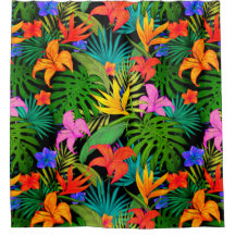 Tropische bloem en palmblad Hawaiian kleurrijk