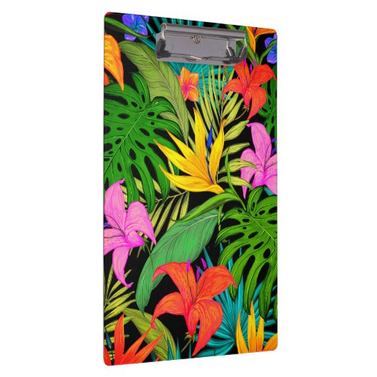 Tropische bloem en palmblad Hawaiian kleurrijk Klembord (Rechts)