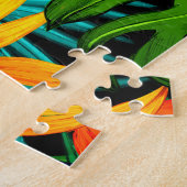 Tropische bloem en palmblad Hawaiian kleurrijk Legpuzzel (Zijkant)