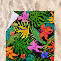 Tropische bloem en palmblad Hawaiian kleurrijk