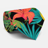 Tropische bloem en palmblad Hawaiian kleurrijk Stropdas (Opgerold)