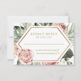 Tropische bloem- en palmbloem bruiloft RSVP kaartje