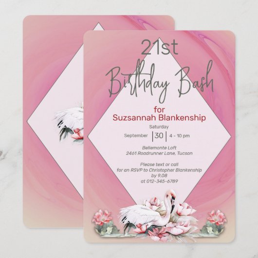 Tropische Bloem & Flamingo Aangepaste Viering Kaart (Voorkant / Achterkant)
