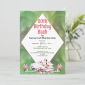 Tropische Bloem & Flamingo Custom Celebration Kaart (Staand voorkant)