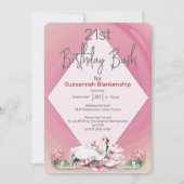 Tropische Bloem & Flamingo Custom Celebration Kaart (Voorkant)