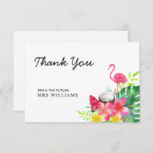 Tropische Bloem Flamingo Palmbladeren Bedankt (Voorkant / Achterkant)