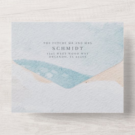 Tropische Bloem Foto Strand Bruiloft All In One Uitnodiging (Achterkant)