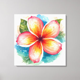 Tropische Bloem, Frangipani Bloei in het Paradijs  Canvas Afdruk