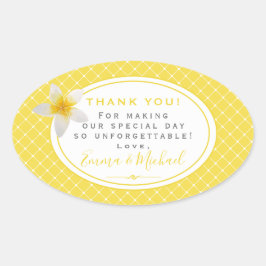 Tropische bloem & gele Trellis Dank je huwelijk Ovale Sticker