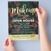 Tropische bloem goud script salon open huis flyer (Hand)