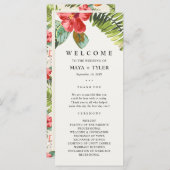 Tropische Bloem groen bruiloft programma (Voorkant / Achterkant)