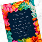 Tropische bloem Hibiscus Bestemming Strand Bruilof Kaart