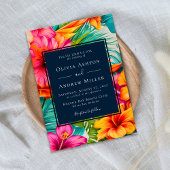 Tropische bloem Hibiscus Bestemming Strand Bruilof Kaart