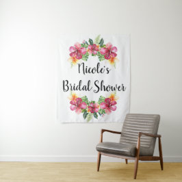 Tropische bloem Hibiscus botanische Luau achtergro Wandkleed
