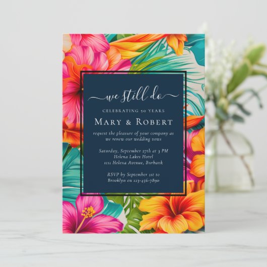 Tropische bloem Hibiscus Wij vernieuwen nog steeds Kaart (Staand voorkant)