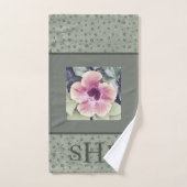Tropische Bloem in Sage Green & Leopard Print Bad Handdoek (Handdoek)