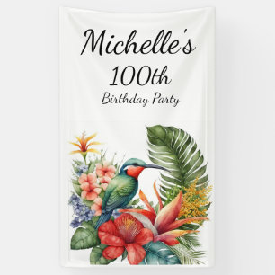 Tropische Bloem Kolibrie 100ste Verjaardag Spandoek