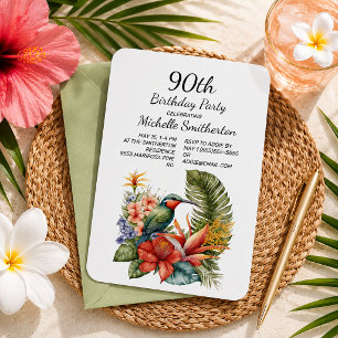 Tropische bloem kolibrie 90ste verjaardag kaart